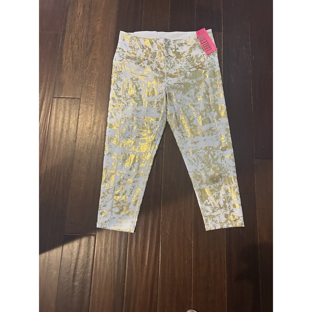 NWT Lilly Pulitzer Luxletic Weekender High Rise Midi Ankle Leggings Gold XXL